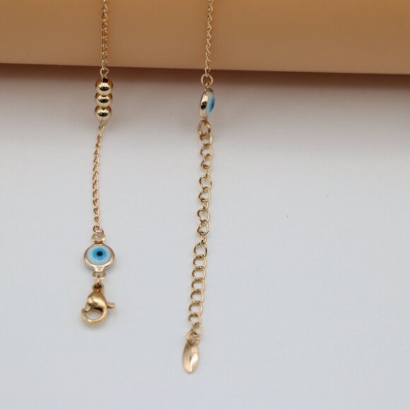 "Rose Gold Evil Eye Necklace with Chain, XPNL0119 - Picture 8 of 12